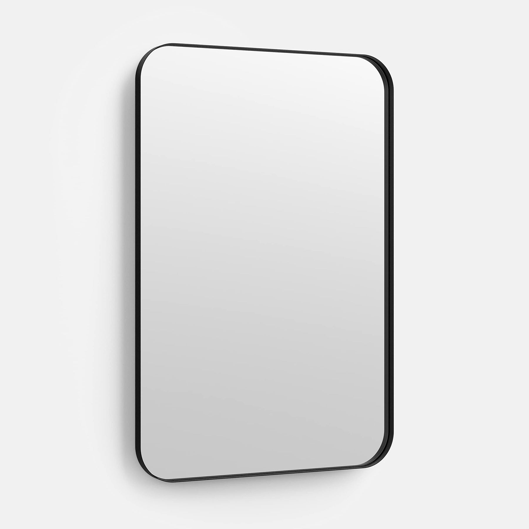 Better Bevel 24" x 36" Black Metal Framed Mirror | Rounded Rectangle Bathroom Wall Mirror