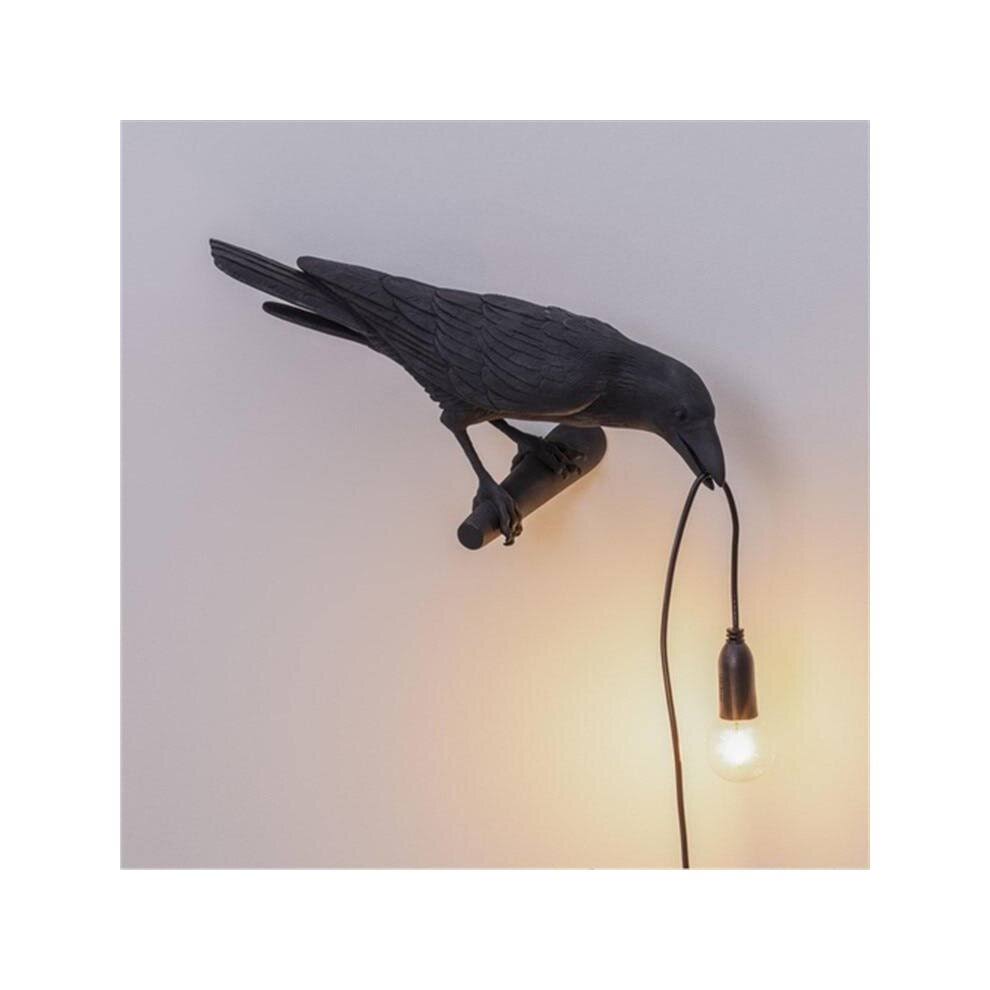 (Black A) Designer Bird Lamp LED Wall Lamp with Plug in Cord Living Room Bedside Lights