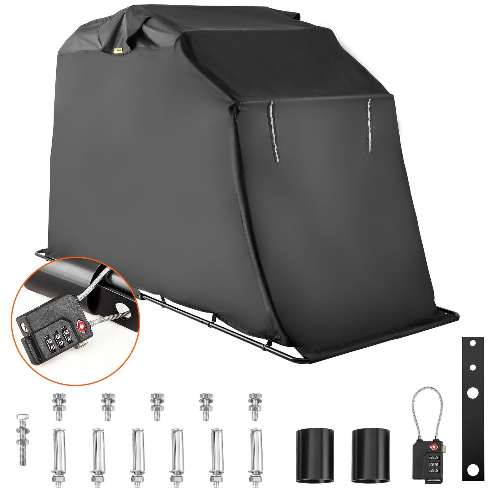 VEVOR Motorcycle Shelter Waterproof Motorcycle Cover Heavy Duty Motorcycle Shelter Shed 600D Oxford Motorbike Shed Anti-UV 106.3"x41.3"x61" Black