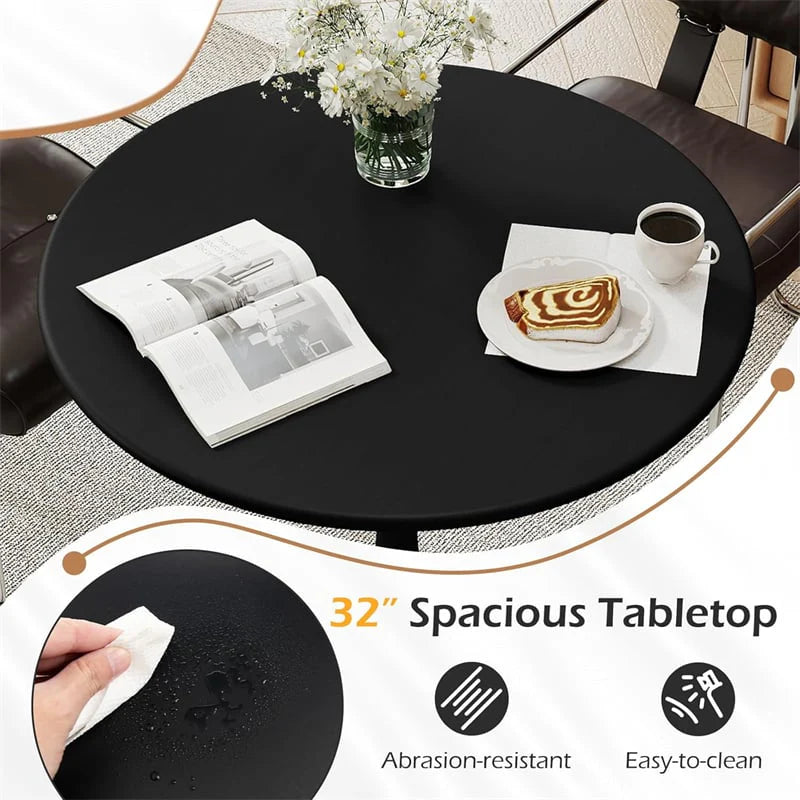 Modern 5-Piece Round Dining Table Set for 4, 32" Kitchen Table with 4 Chairs & Solid Wood Legs, Dinette Set for Small Spaces