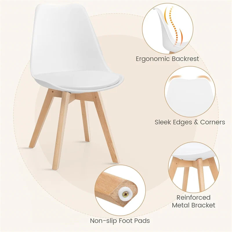 Modern 5-Piece Round Dining Table Set for 4, 32" Kitchen Table with 4 Chairs & Solid Wood Legs, Dinette Set for Small Spaces